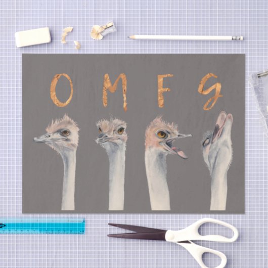 Lustiger GoldSchriftart der Ostrich-Vogel-| OMFG Seidenpapier (Handwerk)
