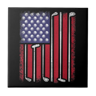 Lustiger Golf Amerikanischer Flagge Golfspieler Vi Fliese