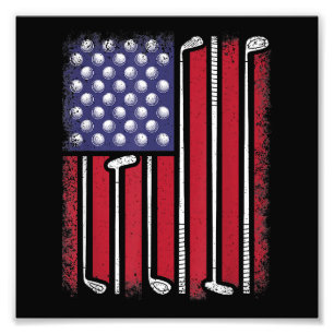 Lustiger Golf Amerikanischer Flagge Golfspieler Vi Fotodruck