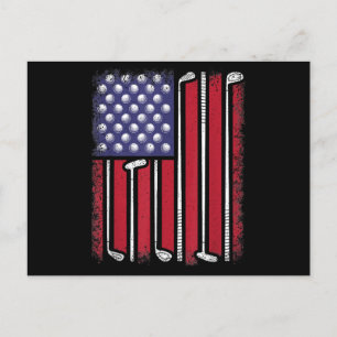 Lustiger Golf Amerikanischer Flagge Golfspieler Vi Postkarte