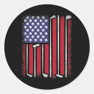 Lustiger Golf Amerikanischer Flagge Golfspieler Vi Runder Aufkleber