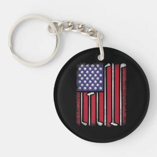 Lustiger Golf Amerikanischer Flagge Golfspieler Vi Schlüsselanhänger