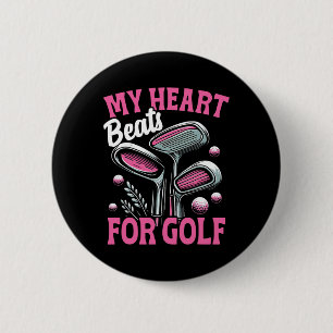 Lustiger Golf für Golferinnen - Mein Herz schlägt Button