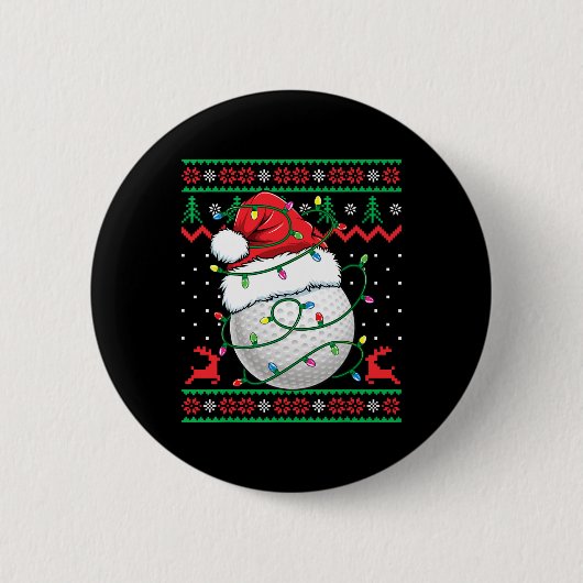 Lustiger Golf hässlicher Weihnachtspullover Damen Button (Vorderseite)