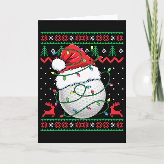 Lustiger Golf hässlicher Weihnachtspullover Damen Karte (Vorderseite)
