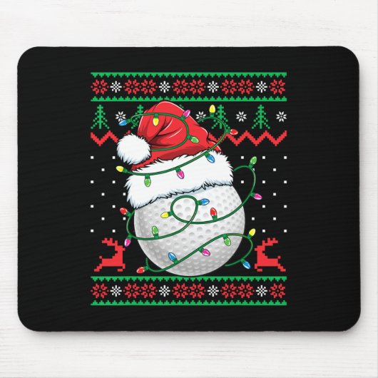 Lustiger Golf hässlicher Weihnachtspullover Damen Mousepad (Vorne)