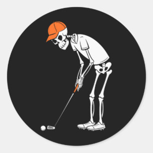 Lustiger Golf Skelett Golf Halloween Golf Sport Runder Aufkleber