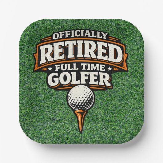 Lustiger Golf-Spruch Golf-Rentner Pappteller (Vorderseite)
