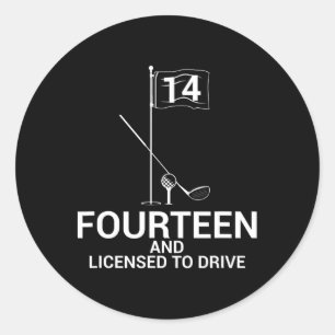 Lustiger Golf Spruch Teen Golfer 14. Geburtstag Runder Aufkleber