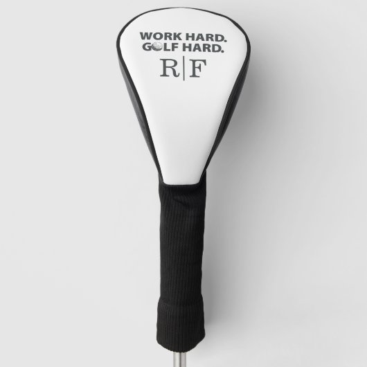 Lustiger Golf-Vater-Monogramm Arbeite Hart Golf Ha Headcover (Vorderseite)