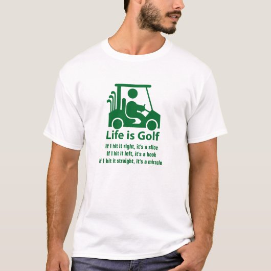 Lustiger Golf-Wagen-Golfspieler-Grün-Weiß-T - T-Shirt (Vorderseite)