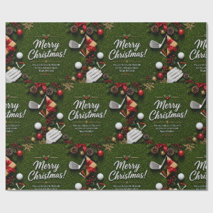 Lustiger Golf-Weihnachtsspruch auf grünem Gras Geschenkpapier
