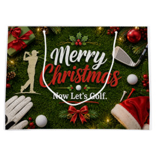Lustiger Golf-Weihnachtsspruch auf grünem Gras Große Geschenktüte