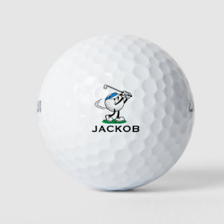 Lustiger Golfball-Charakter mit individuellem Name Golfball