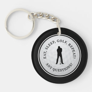 Lustiger Golfball-Golfer-Monogramm für ihn Schwarz Schlüsselanhänger