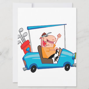 lustiger Golfer im Golfwagen