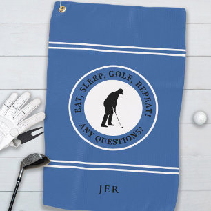 Lustiger Golfer Moderner Monogramm Für Ihn Blau Lu Golfhandtuch