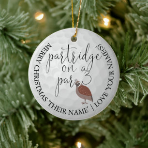 Lustiger Golfer Weihnachts-Golf-Geschenk Rebhuhn Keramik Ornament