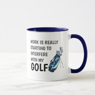 Lustiger Golfspieler-Zitat Arbeit Humor Tee Zeit S Tasse
