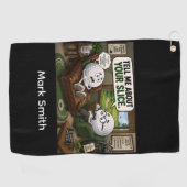 Lustiger Golfspruch mit Golfer Golfhandtuch (Horizontal)
