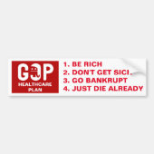 Lustiger GOP-Gesundheitswesen-Plan Autoaufkleber (Vorne)