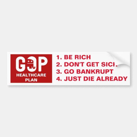 Lustiger GOP-Gesundheitswesen-Plan Autoaufkleber (Vorne)