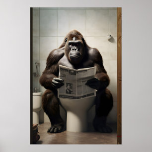 Lustiger Gorilla-Badezimmerdruck Skurriles Tier be Poster
