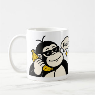 Lustiger Gorilla-Bananen-Handy-Aufkleber Kaffeetasse