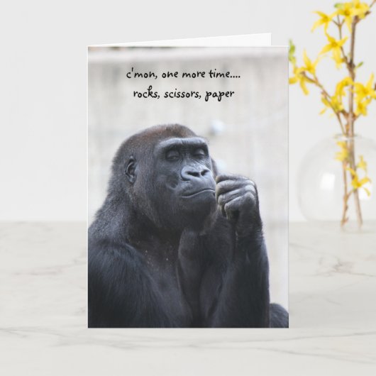 Lustiger Gorilla-Geburtstag, Felsenscherepapier Karte (Gelbe Blume)