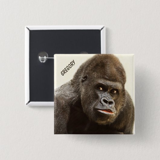 Lustiger Gorilla-Nameknopf Button (Vorne & Hinten)
