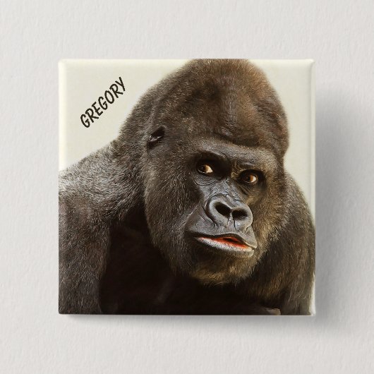 Lustiger Gorilla-Nameknopf Button (Vorderseite)