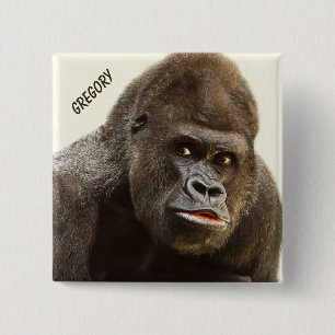 Lustiger Gorilla-Nameknopf Button