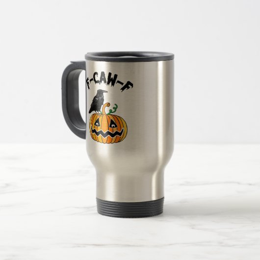 Lustiger gothischer Krähen-Humor F-Caw-F Essential Reisebecher (Vorderseite Links)