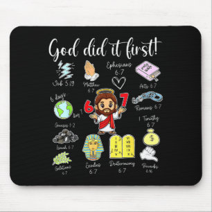Lustiger Gott hat es zuerst gemacht 67 Meme Jesus Mousepad