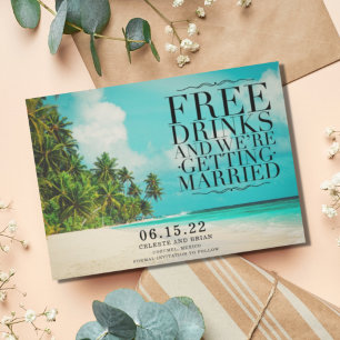 Lustiger Gratis-Drinks-Paradies-Strand Save-the-Da Save The Date