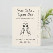 Lustiger Gratis-Torte-Open-Bar-Photo-Qr-Code Save The Date (Stehend Vorderseite)
