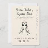 Lustiger Gratis-Torte-Open-Bar-Photo-Qr-Code Save The Date (Vorderseite)