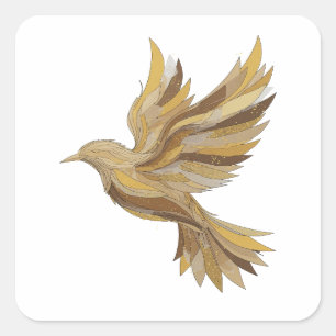 Lustiger Grauer GOLDENER VOGEL Sticker Art