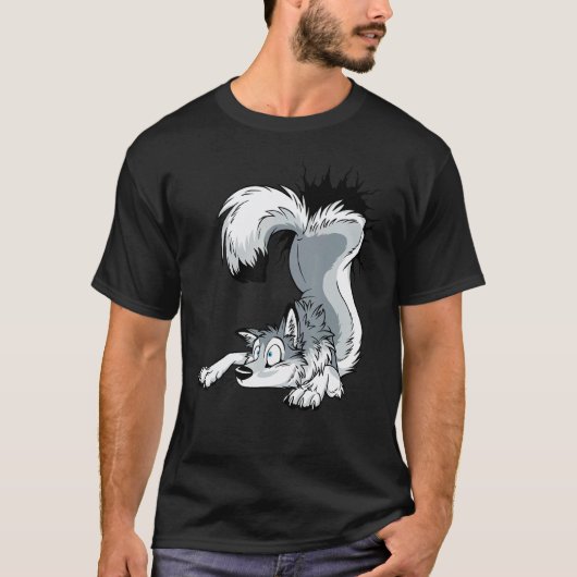 Lustiger Grauer Husky T-Shirt (Vorderseite)