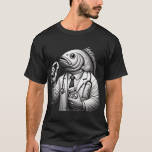 Lustiger Graustufen-Fischarzt mit Fischöl s T-Shirt
