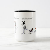 Lustiger Griff Ihr PferdeCartoon Zweifarbige Tasse (Mittel)