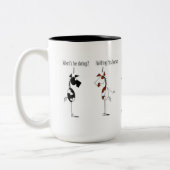 Lustiger Griff Ihr PferdeCartoon Zweifarbige Tasse (Links)