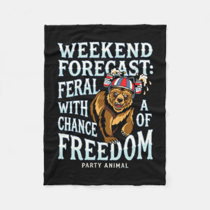 Lustiger Grizzlybär patriotischer Sommer Freiheit Fleecedecke