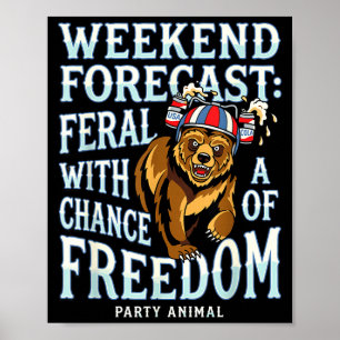 Lustiger Grizzlybär patriotischer Sommer Freiheit  Poster