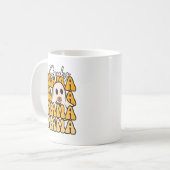 Lustiger Groovy Halloween Mama Geist Blumen Hallow Kaffeetasse (Vorderseite Links)