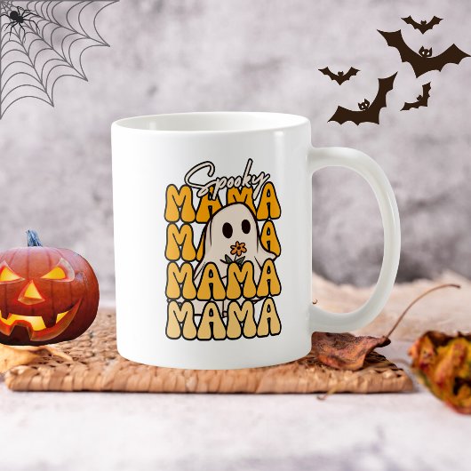 Lustiger Groovy Halloween Mama Geist Blumen Hallow Kaffeetasse