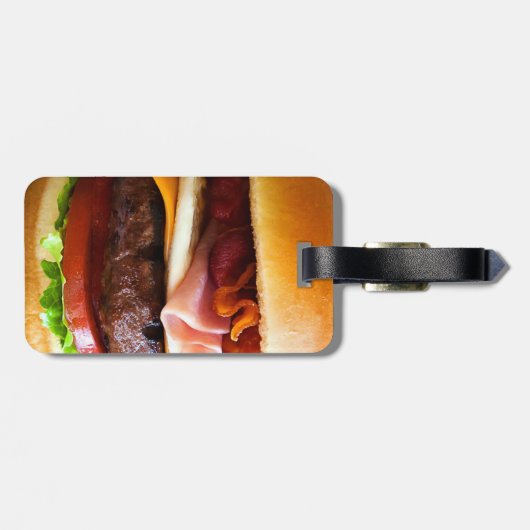 Lustiger großer Burger Gepäckanhänger (Rückseite horizontal)