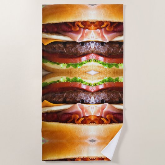 Lustiger großer Burger Strandtuch (Vorderseite)