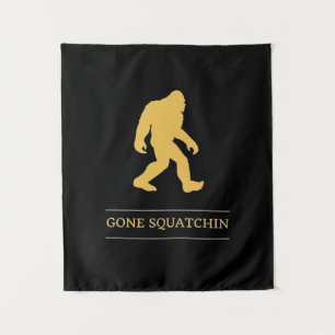 Lustiger großer Fuß gegangenes Squatchin Sasquatch Wandteppich