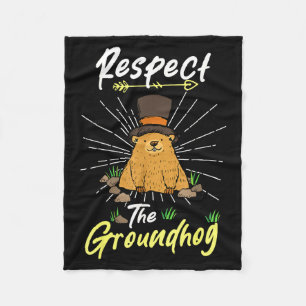 Lustiger Groundhog Day Zitat Respektiere den Groun Fleecedecke